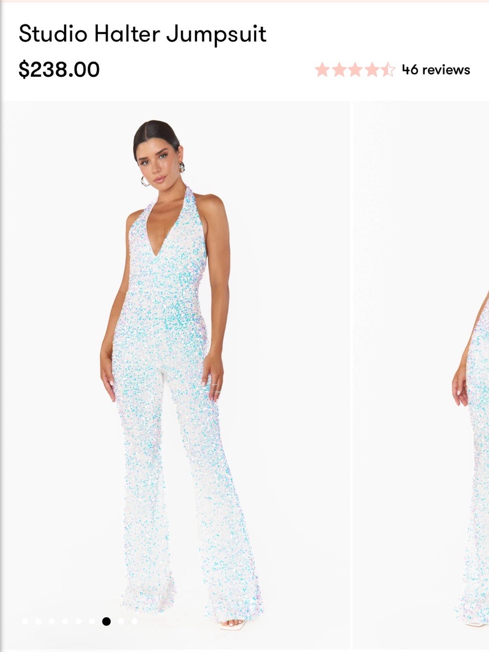 Show Me Your MuMu Studio Halter Sequin Jumpsuit - White Iridescent